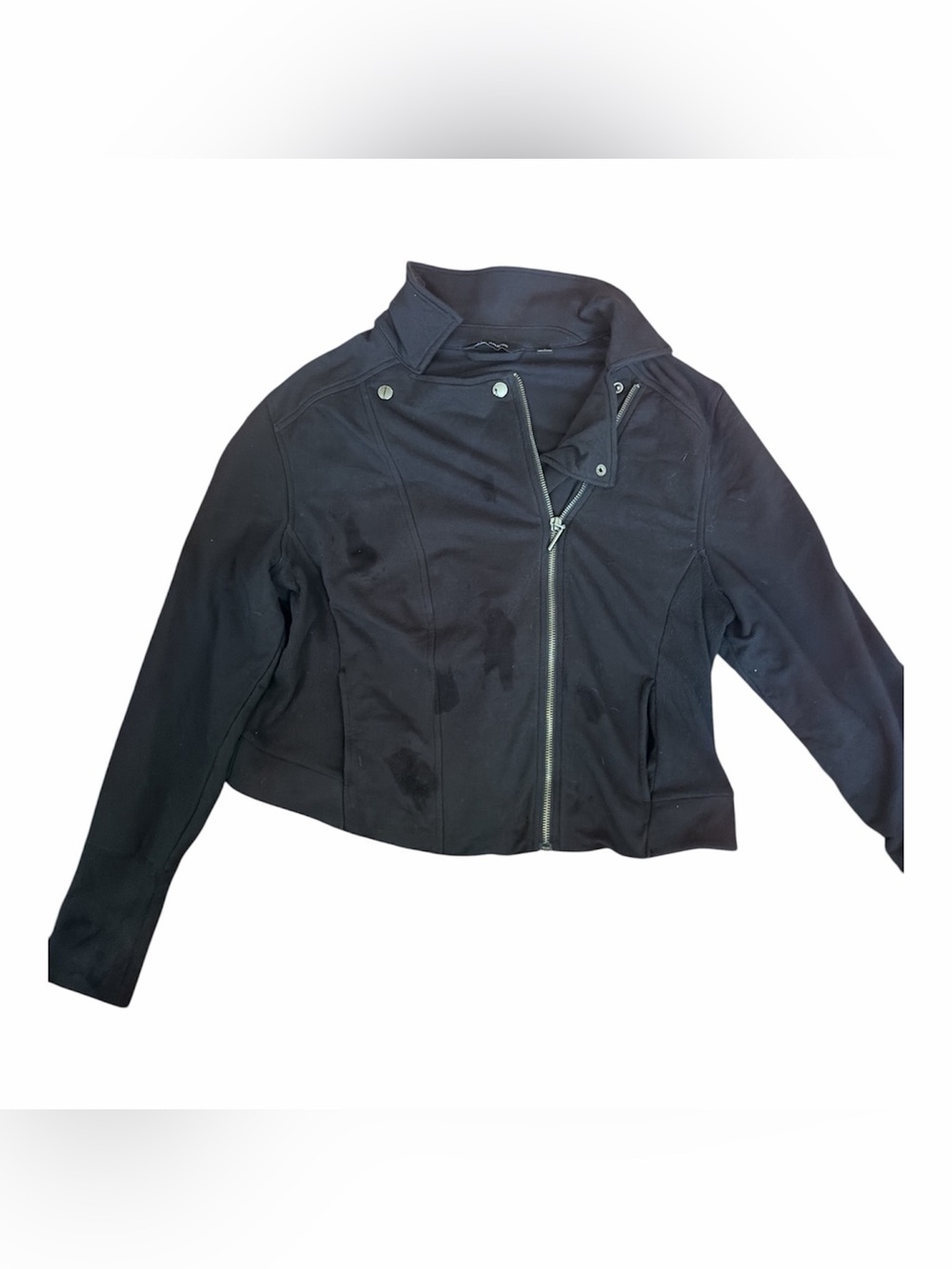 H by Halston Black Asymmetrical Zip Moto Jacket